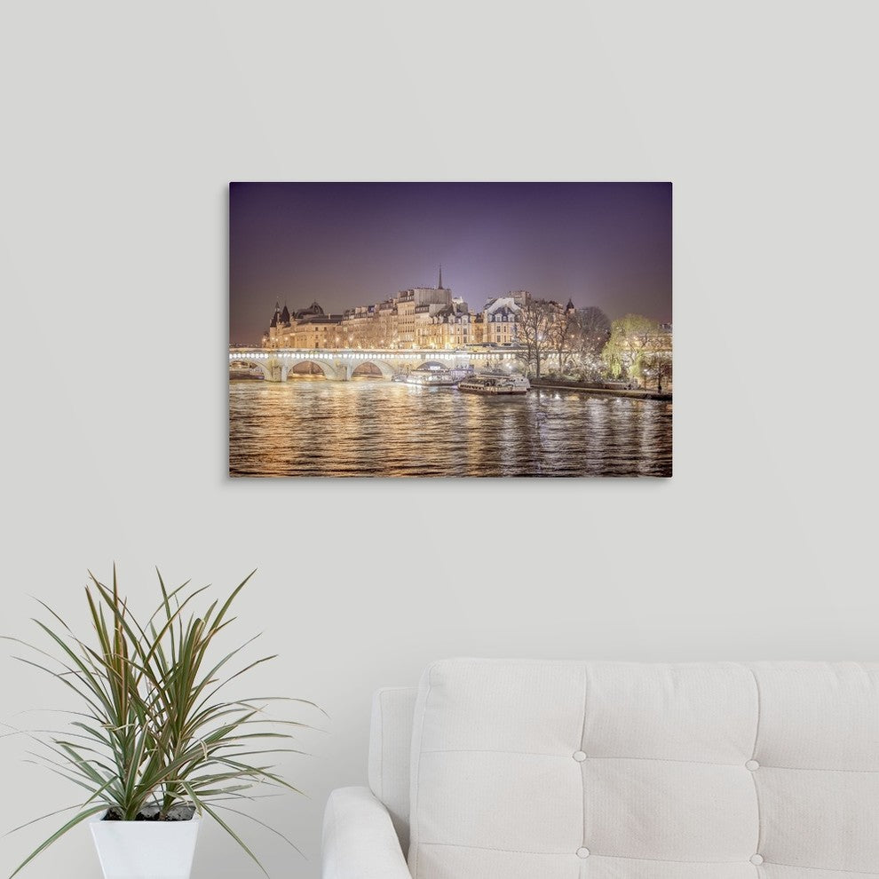 "Paris en France, la Seine" Wrapped Canvas Art Print, 24"x16"x1.5"