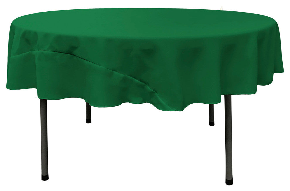 LA Linen Round Polyester Poplin, Emerald Green, 72" Round