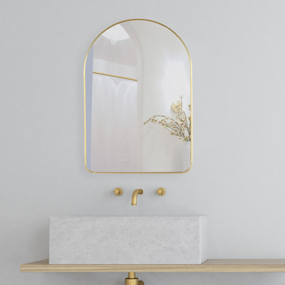 36"x24" Arch Gold Wall Mirror