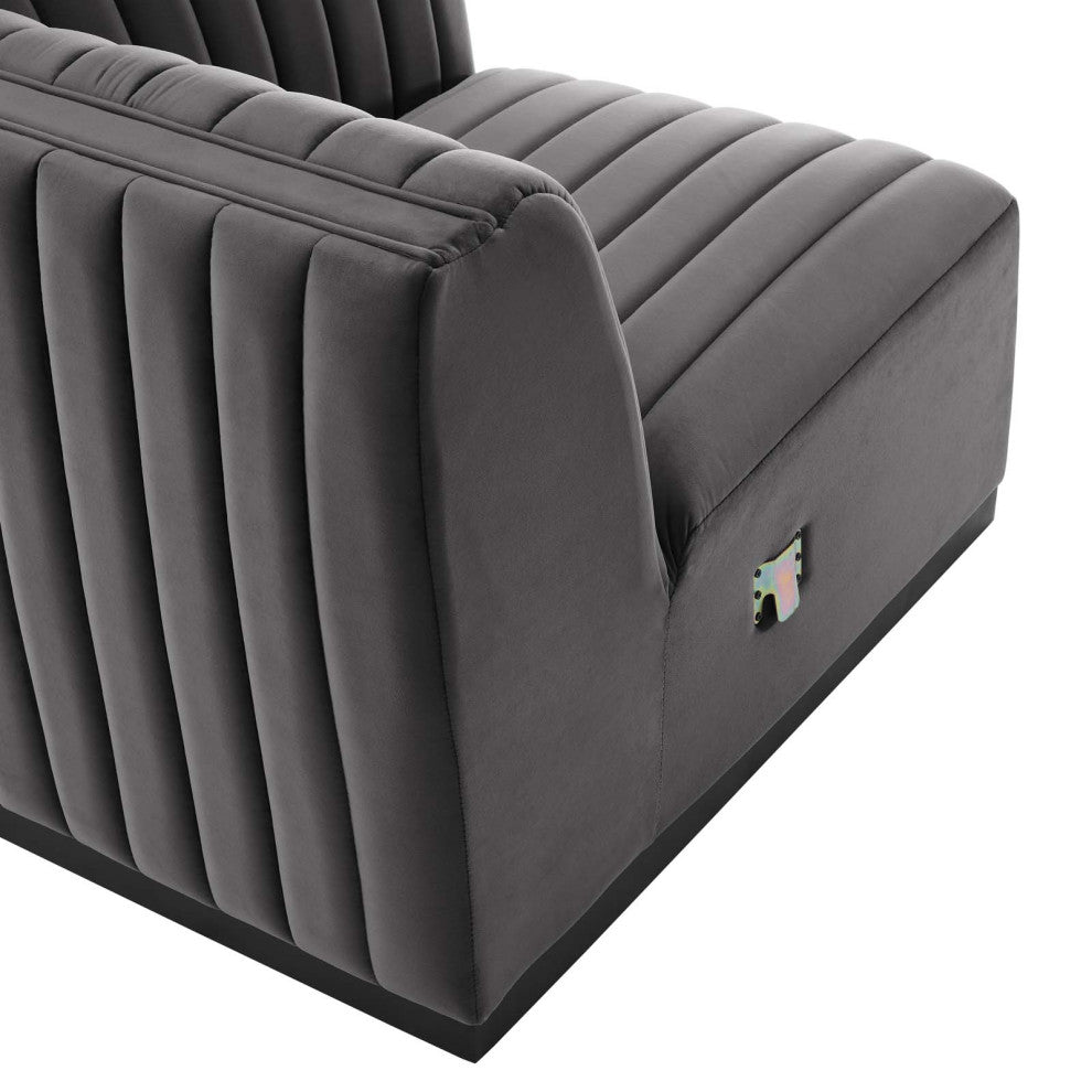 Conjure Channel Tufted Performance Velvet 6-Piece Sectional, Black Gray