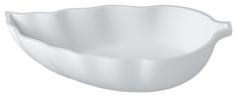 Polystone Leaf Vessel Bathroom Sink, Glossy White, No Faucet
