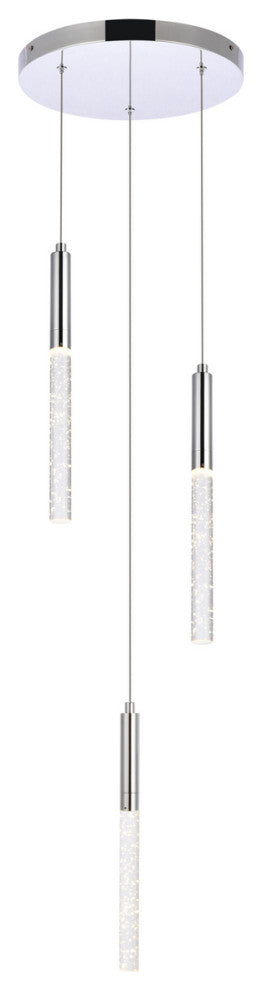 Ruelle 3-Light Pendant in Chrome with Clear Royal Cut Crystal