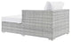 Lounge Chair Chaise, Rattan, Wicker, Gray White, Modern, Outdoor Patio Cafe