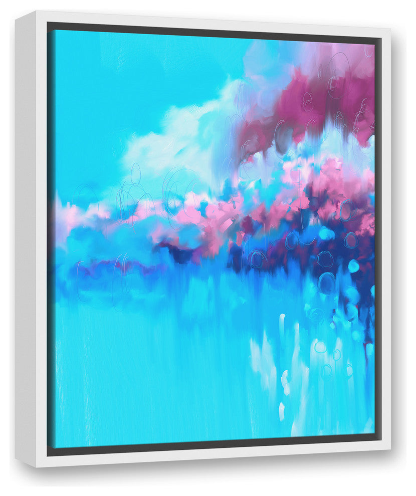 Blue Pink and Purple Colorful Cluster 16x20 White Floating Framed Canvas