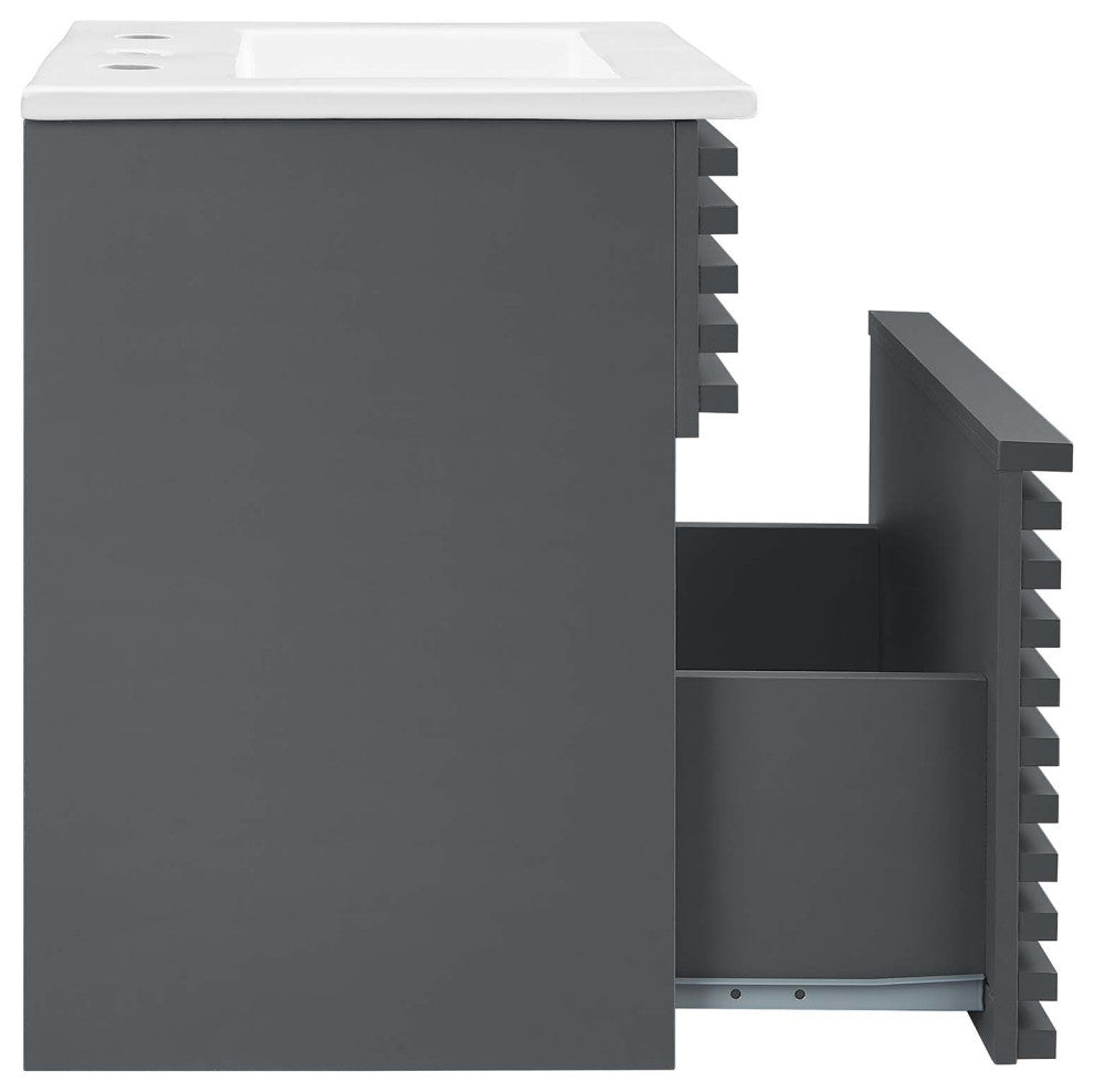 Render 18" Wall-Mount Bathroom Vanity, Gray White