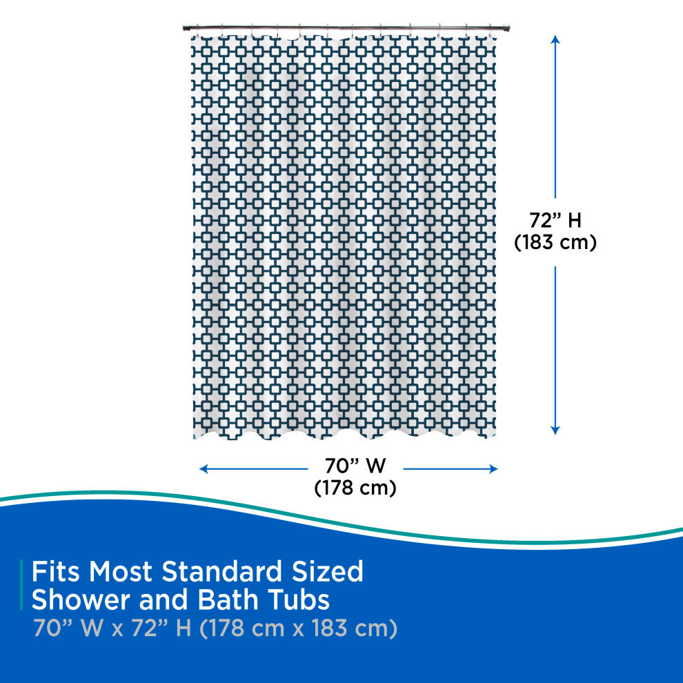 Medium Weight Decorative PEVA Shower Curtain Liner, 70" W x 72" H, Round Up