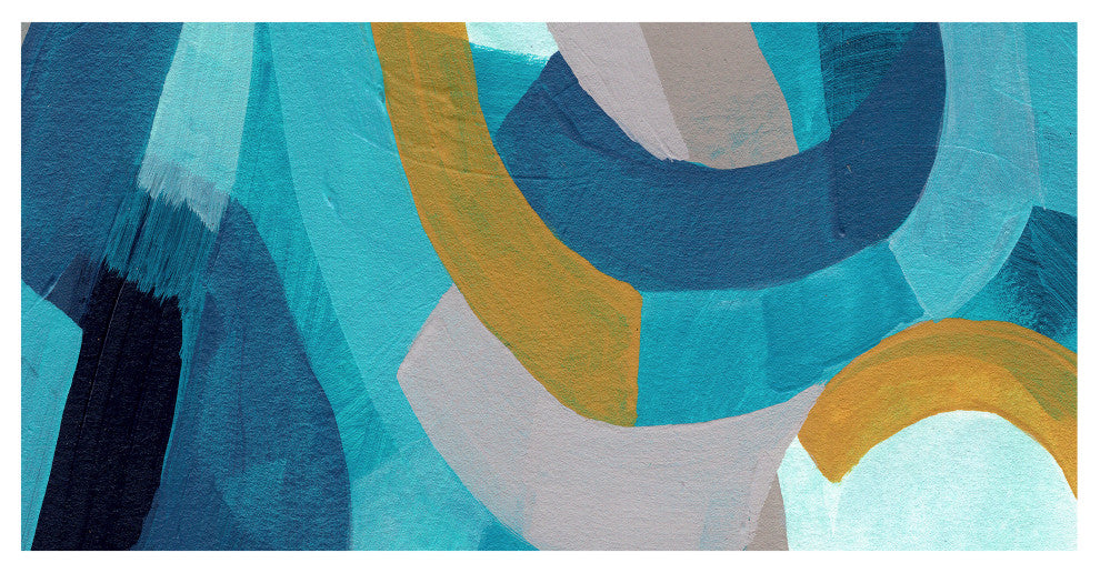 "Puzzle Blues B" Frameless Free Floating Panel Graphic Wall Art, 72"x36"