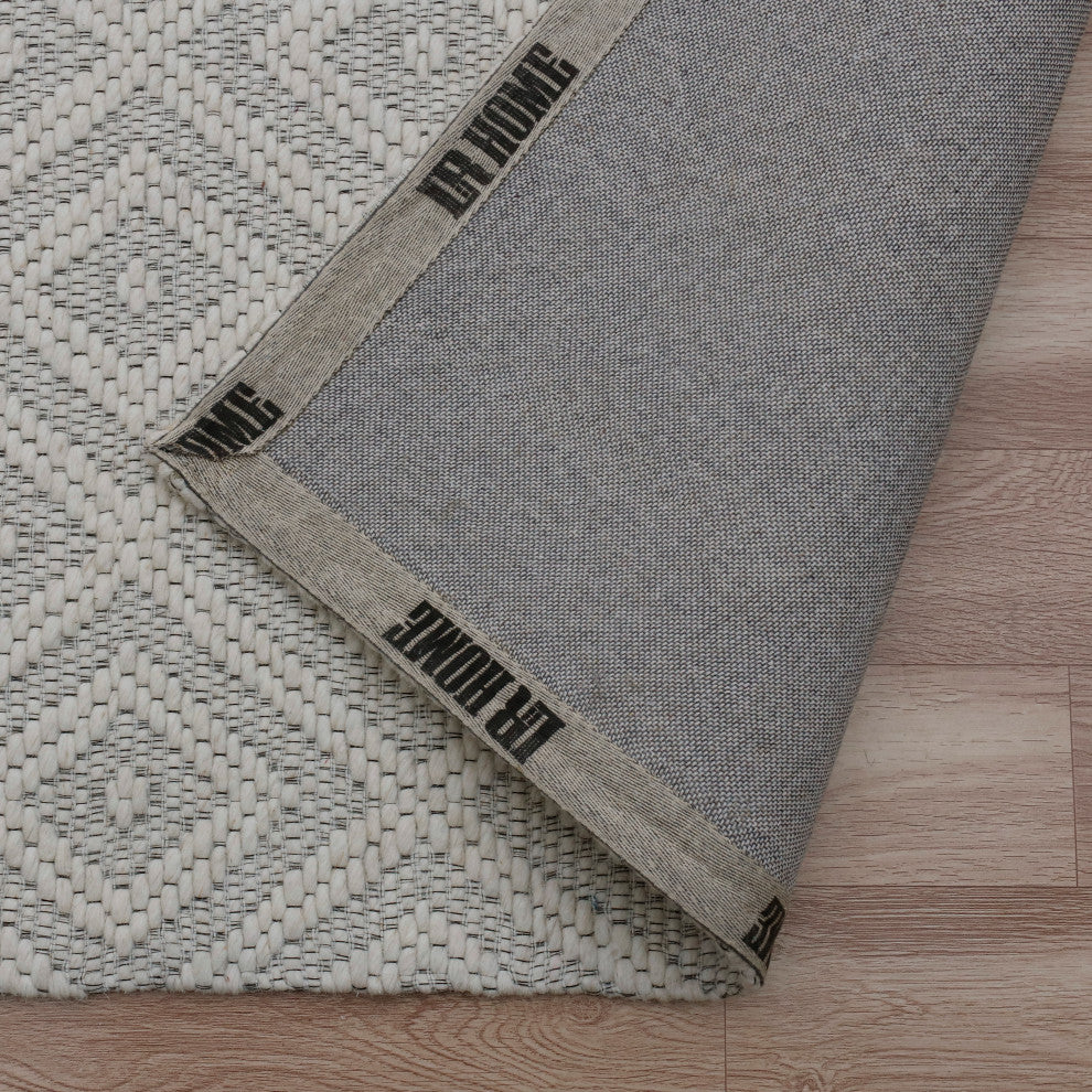 Camden Ivory Transitional Diamond Wool Indoor Area Rug, 7'9" x 9'9"