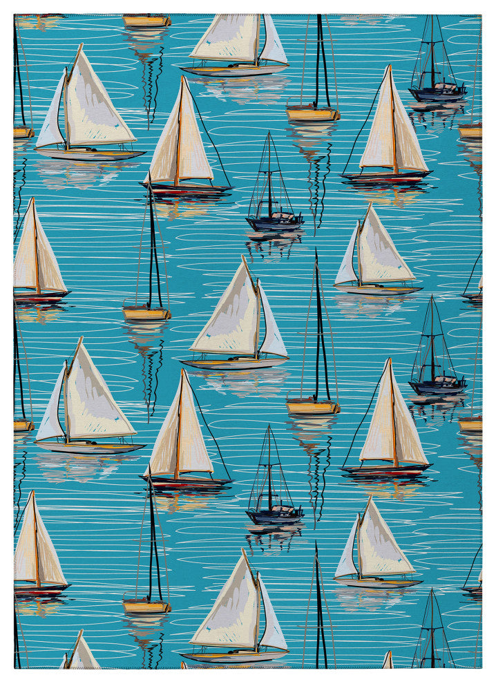Indoor/Outdoor Harbor HA8 Teal Machine Washable 8' x 10' Rug