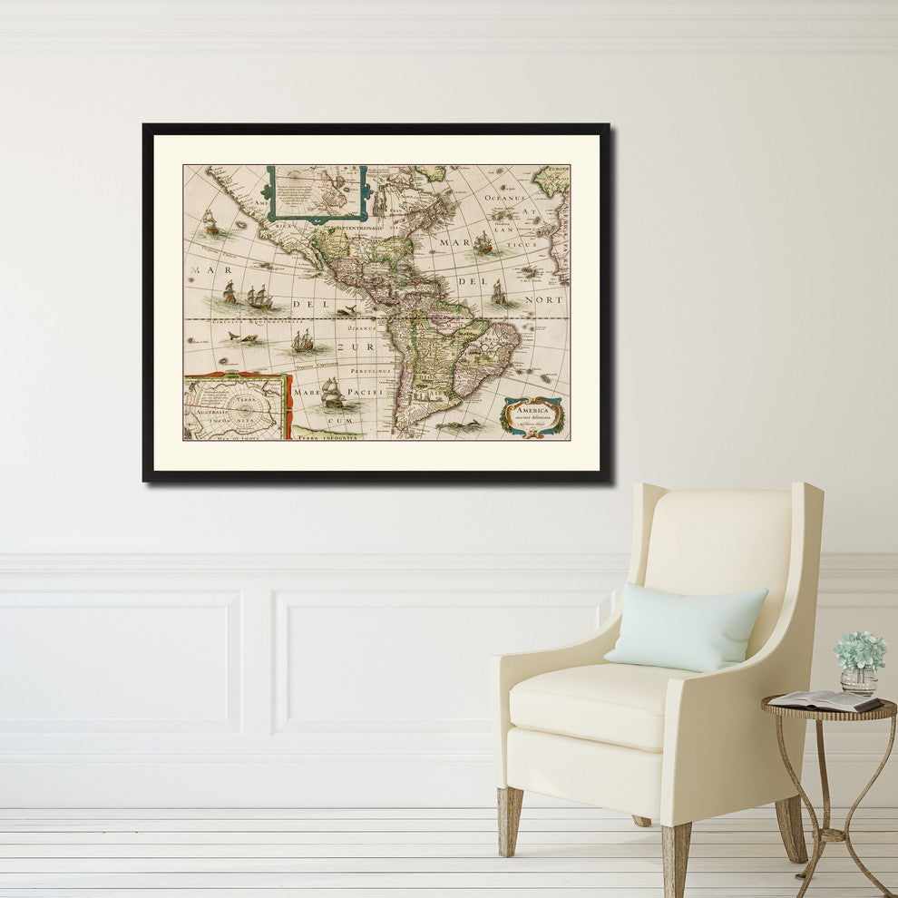 America Vintage Antique Map Wall Art, 28"x37"