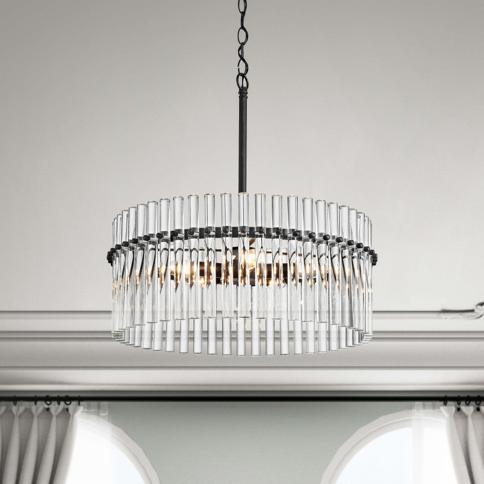 Eva 5-light Antique Black Crystal Chandelier