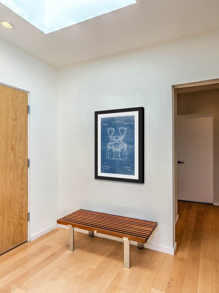 "Coffee Grinder 1911 Blueprint" Framed Painting Print