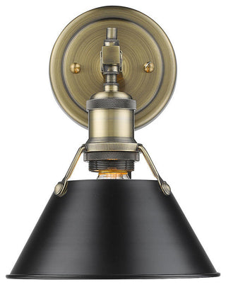 Golden Orwell 1-Light Bath Vanity, Aged Brass, Black Shade