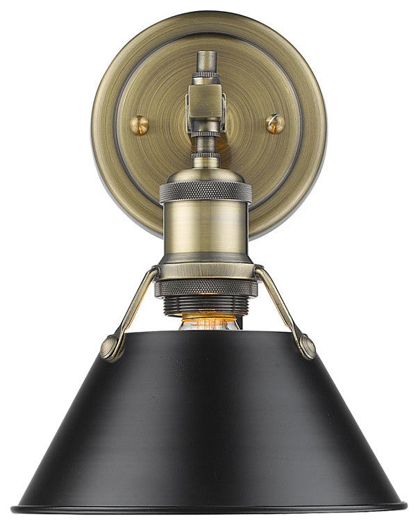 Golden Orwell 1-Light Bath Vanity, Aged Brass, Black Shade