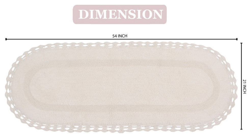 Hampton Crochet Reversible Bath Rug Set, 21x54 Runner, Ivory