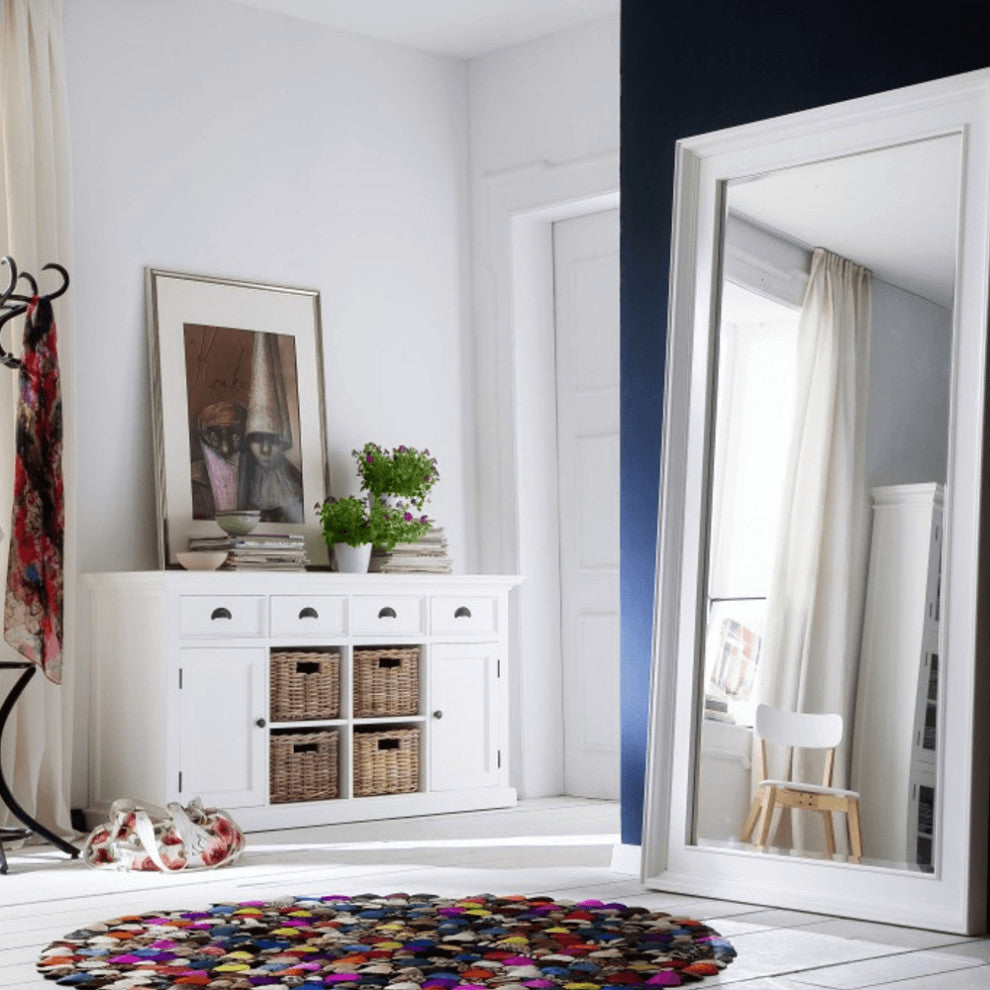 Modern Farmhouse White Buffet With Baskets