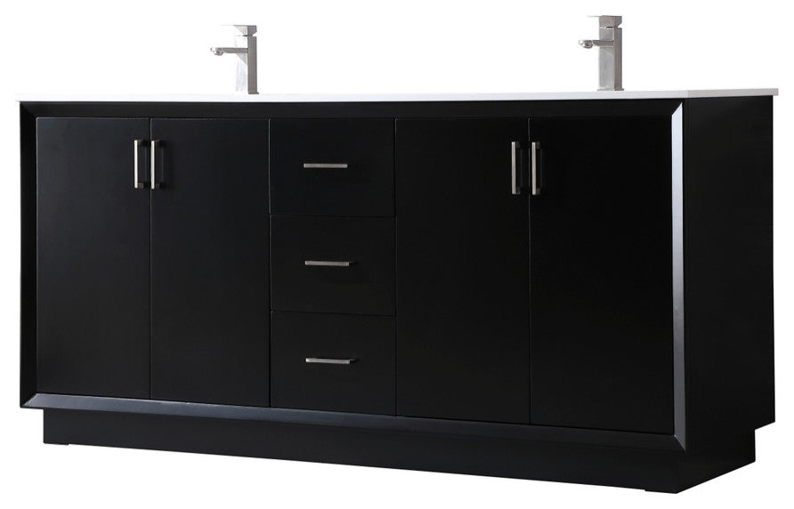 72" Double Bathroom Vanity, Black
