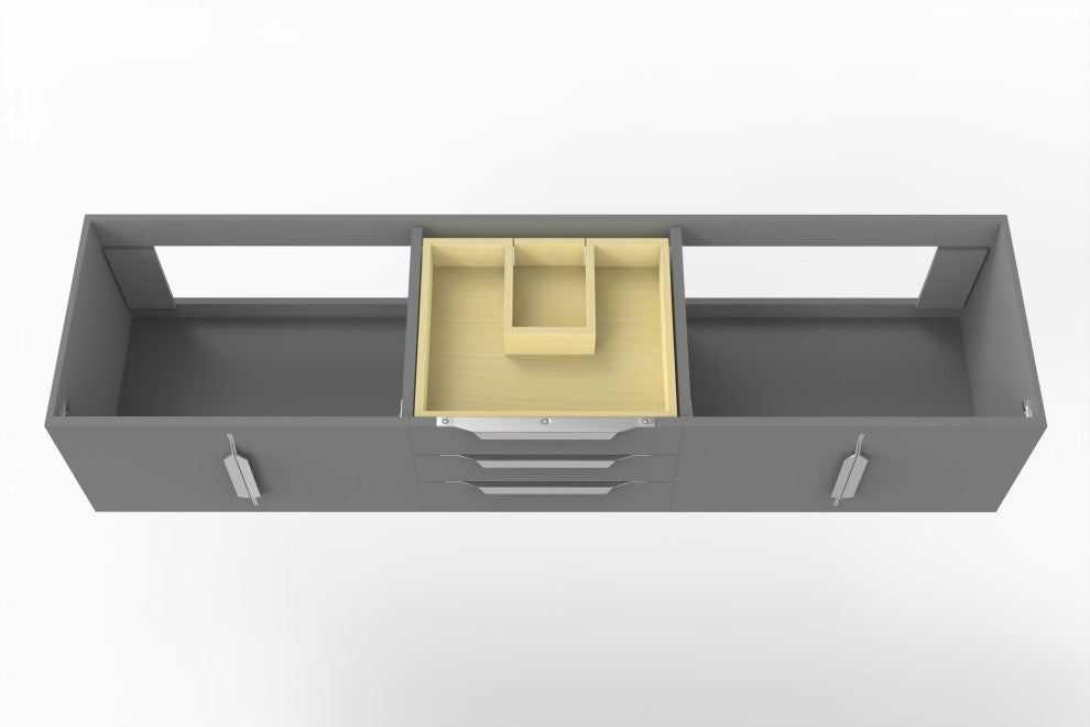 CastelloUSA Alpine 72" Wall Mounted Vanity, Base Only, Gray, Brushed Nickel