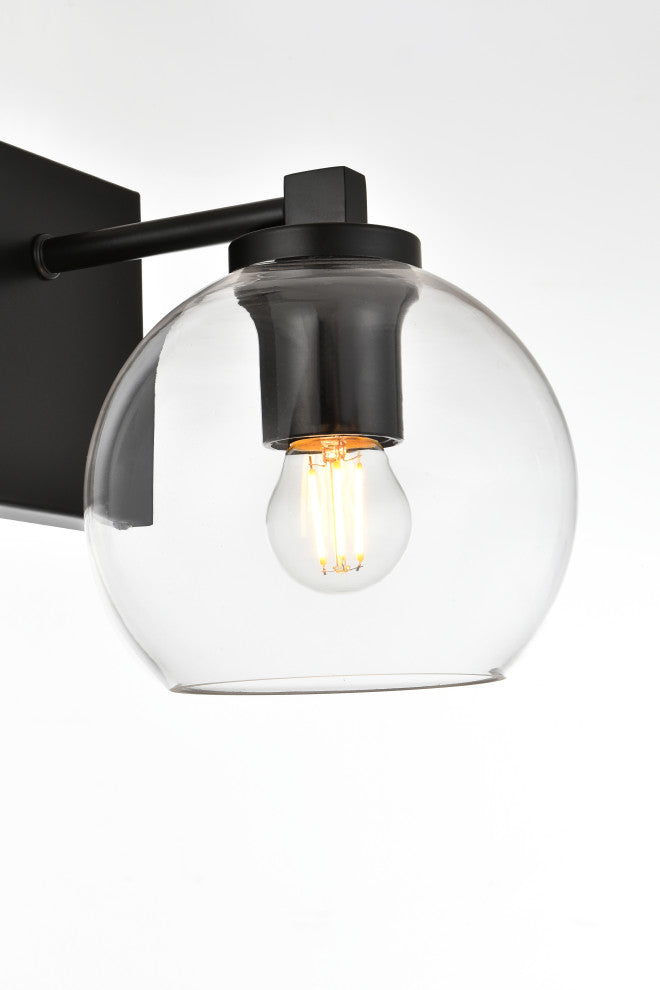 1 Light Black And Clear Bath Sconce