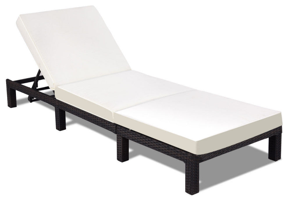 Costway Patio Adjustable Wicker Lounge Poolside Couch Furniture with Cushion