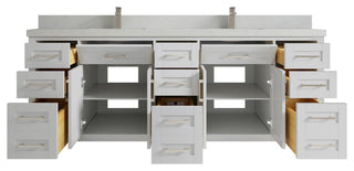 Cambridge 84 Double Sink Bath Vanity in Coventry Gray 2" Carrara Quartz