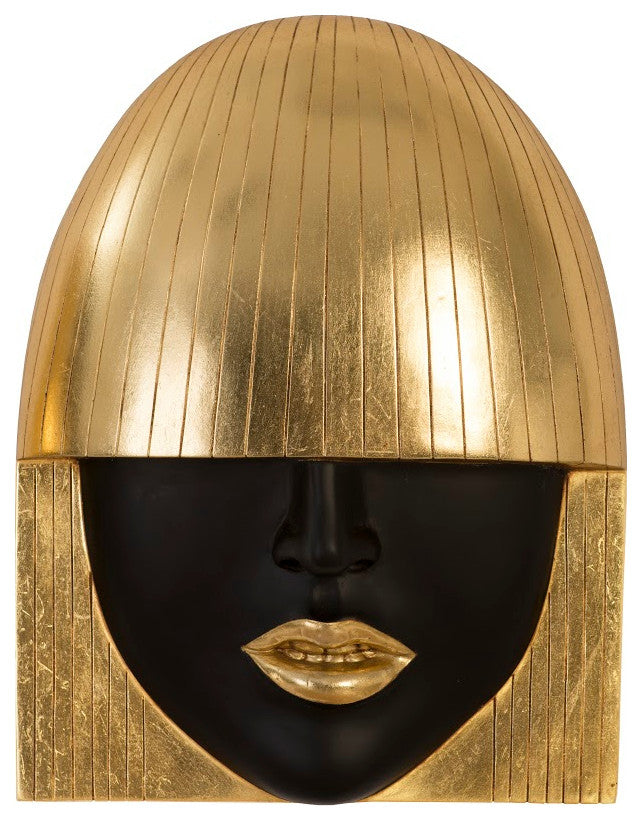 Fashion Faces Wall Tiles, 3-Piece Set, Gold Leaf