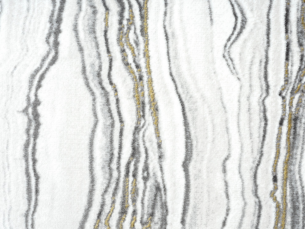 Abani Luna LUN200A Contemporary Horizontal Grey Lined Area Rug