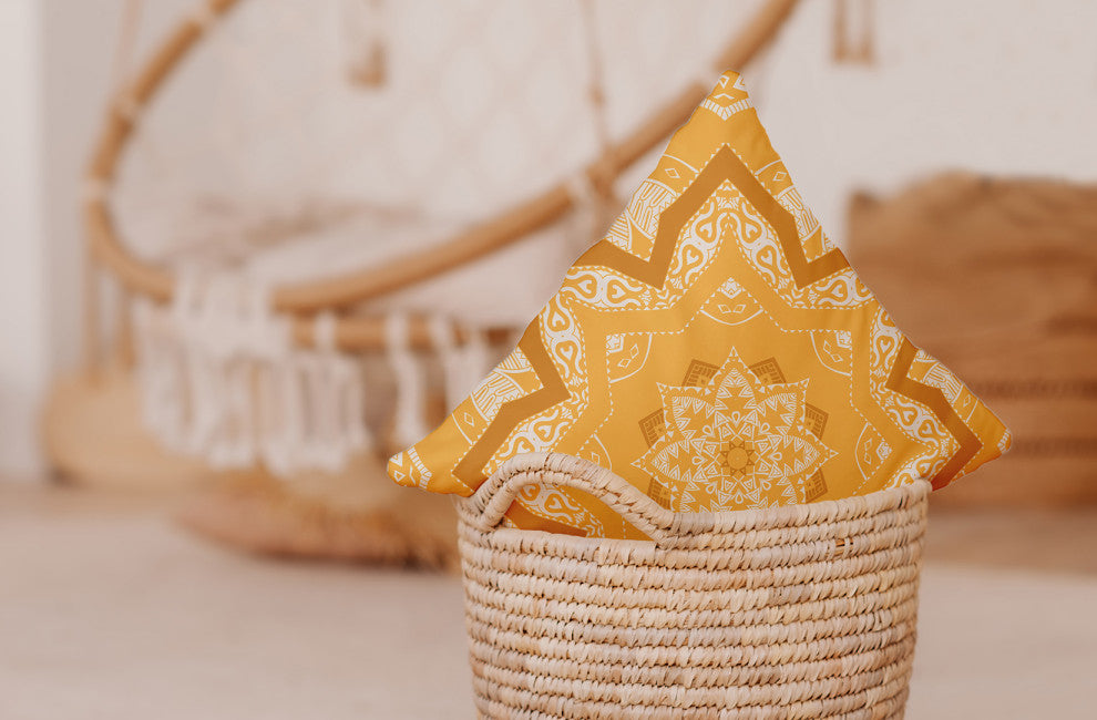 26" x 26" Shawl Decorative Indoor Pillow, Egg Yolk Yellow