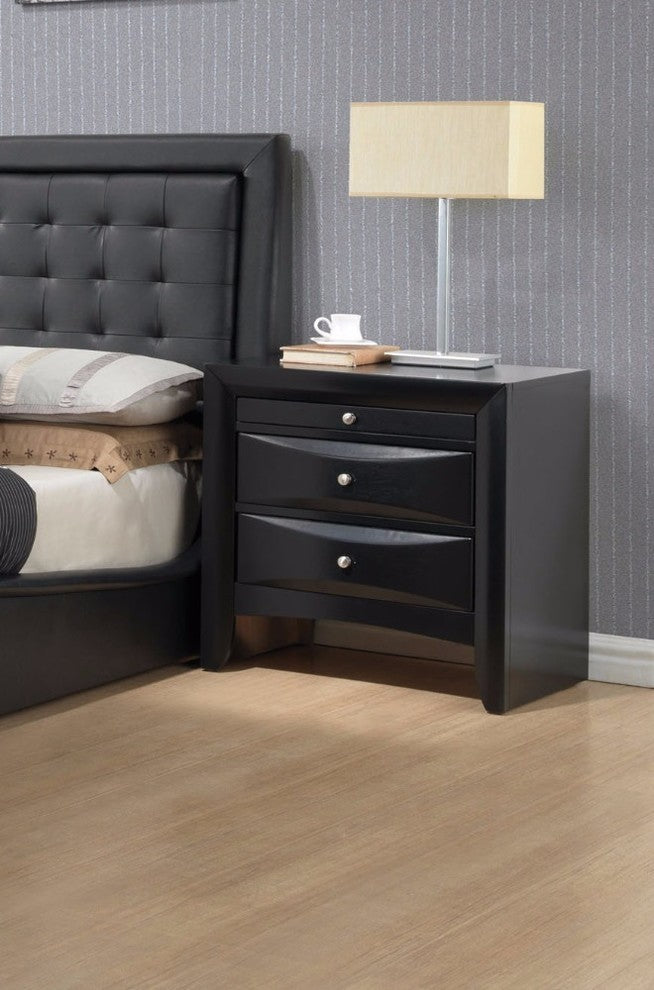 Benzara BM154508 Contemporary 2 Drawer Wood Nightstand, Black