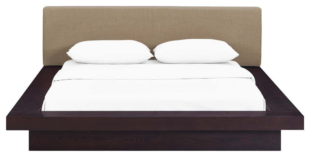 Cappuccino Latte Freja Queen Fabric Platform Bed