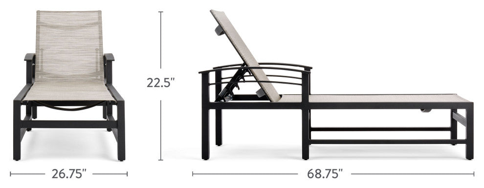 Stanford Sling Adjustable Chaise, Gray Rush