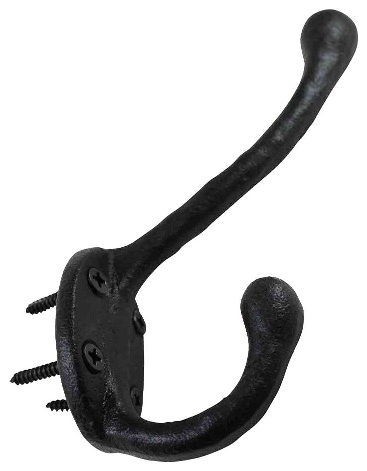 10 Wrought Iron Double Hook Black for Coats Towels Robes |