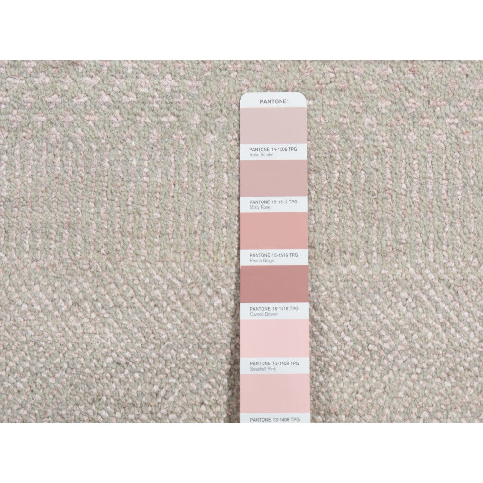 Pink, Grass Design Gabbeh, Wool and Silk, Hand Knotted, Runner Rug, 2'7"x11'3"