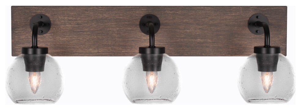 Oxbridge, Bath Bar, Matte Black & Painted Distressed Metal, 5.75" Clear Bubble