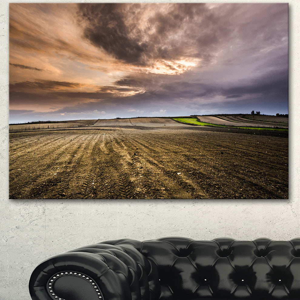 Field Waiting for Cultivation, Landscape Canvas Art Print, 40"x30"