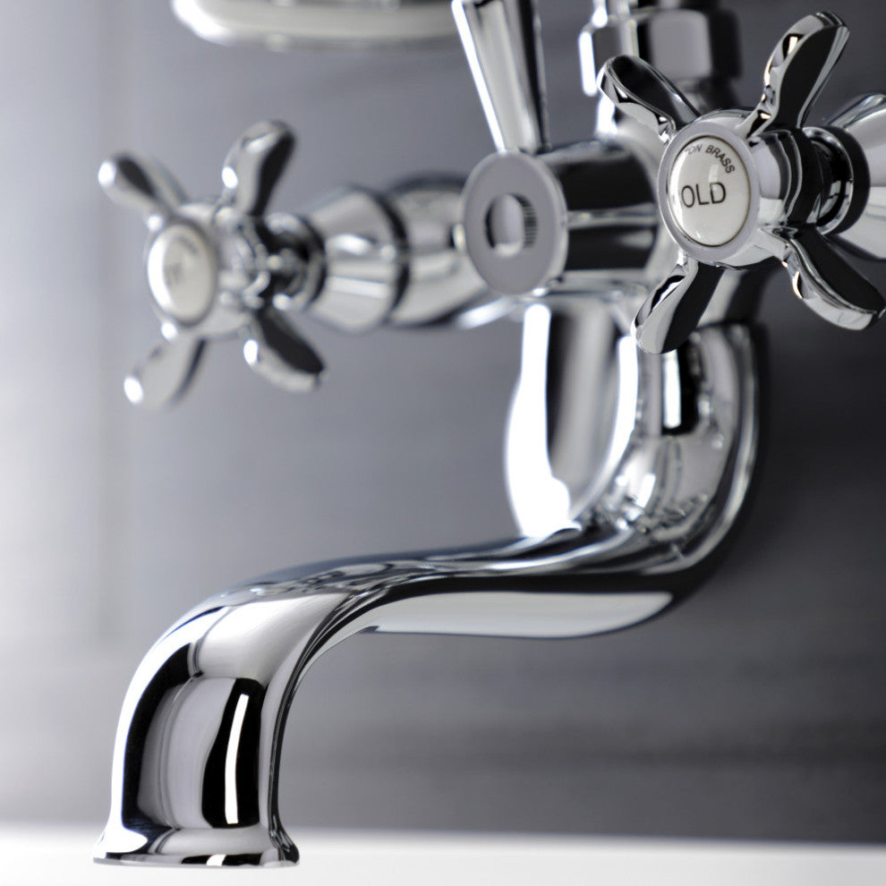 KS246C Wall Mount Clawfoot Tub Faucet With Hand Shower, Polished Chrome