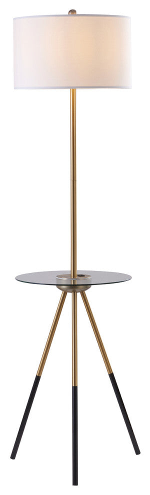 Floor Lamp with Glass Table and Built-In USB