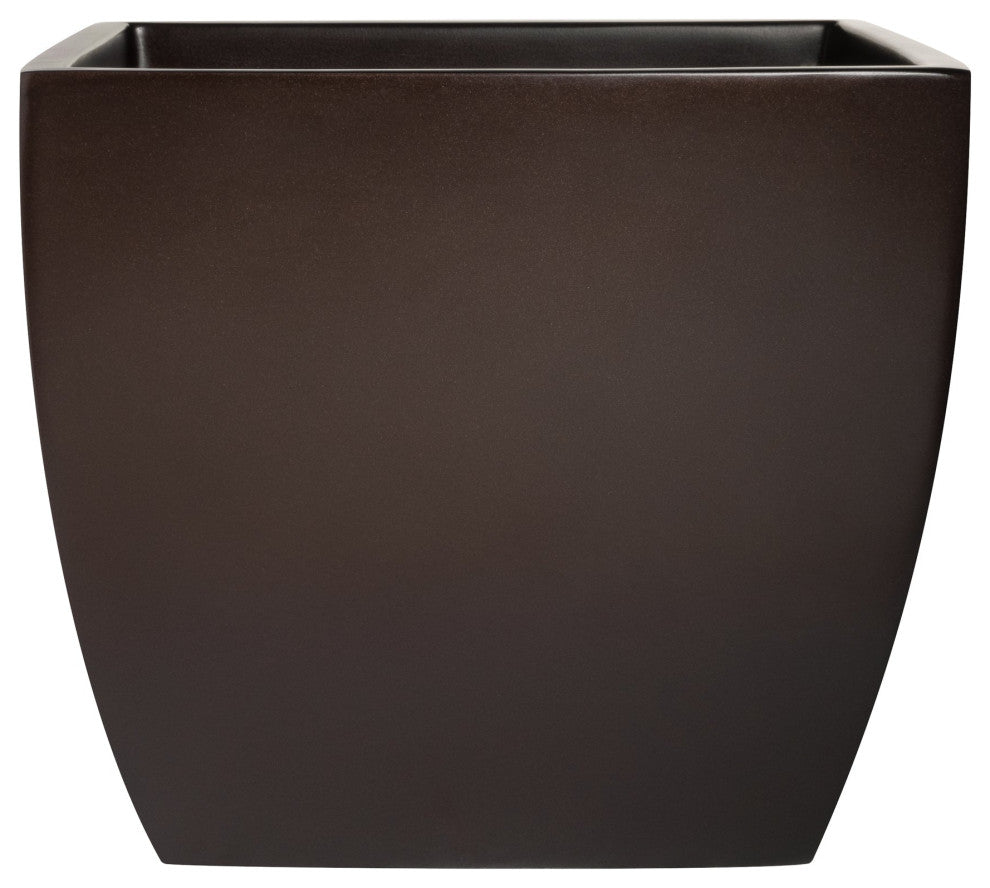 Pacifica Square Curved Planter Box, Brown, 20"x20"x18.5"