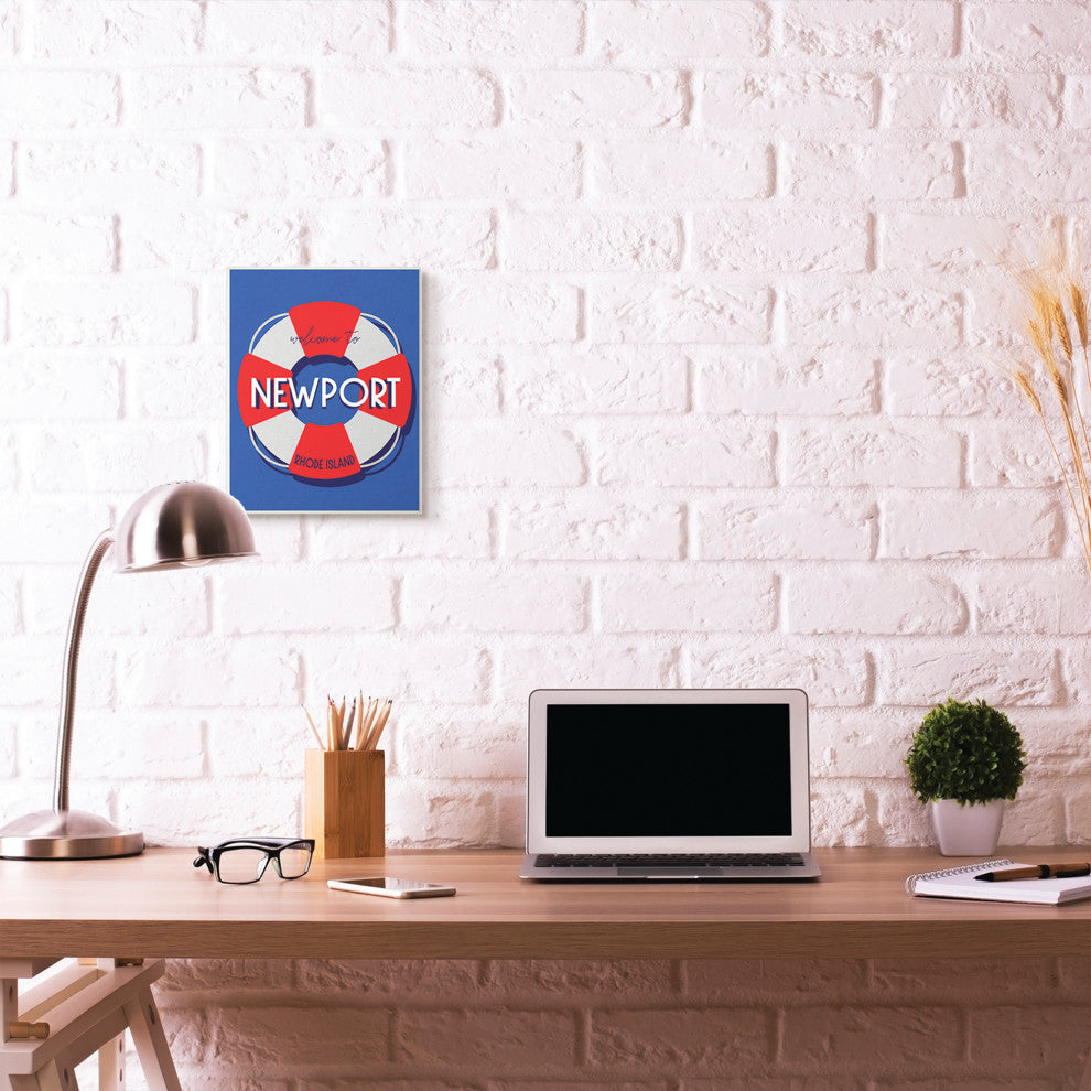 Newport Beach Coast Ocean Blue Red Word Design, 10"x15"