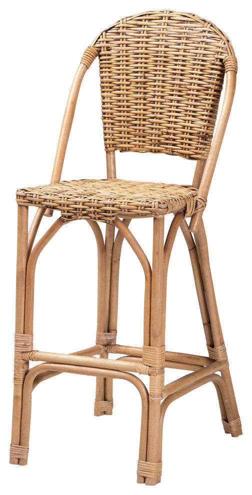 Neola Modern Bohemian Natural Rattan Bar Stool