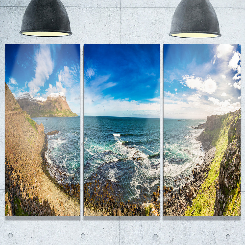 "Arctic Sea and Coastline Panoramic View" Metal Wall Art, 3 Panels, 36"x28"