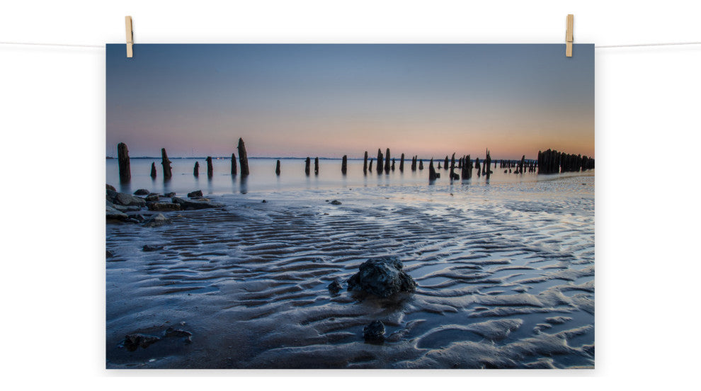 Low Tide At Battery Landscape Photo, Beach Unframed Wall Art Print, 11" X 14"