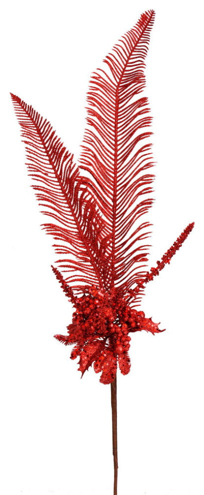 Glitter Fern Berry Artificial Christmas Spray , Red, 30"