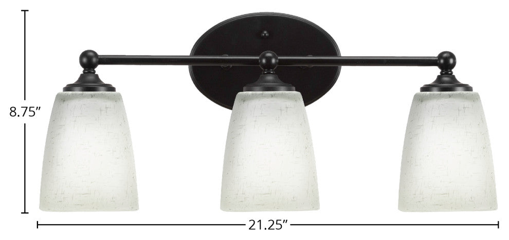 Capri 3-Light Bath Bar, Matte Black/Square White Muslin