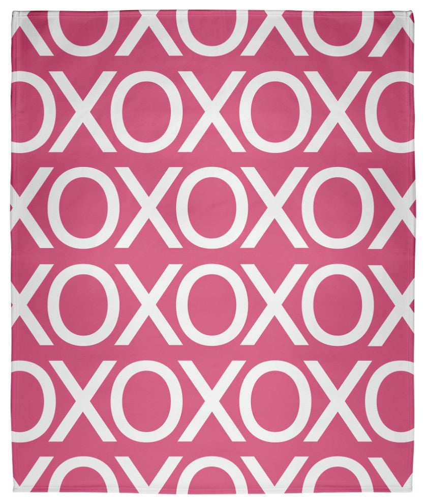 60 x 80 in Hugs and Kisses Valentine's Throw Blanket, Pink