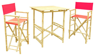Director High Square 3-Piece Table Set, Red, Natural