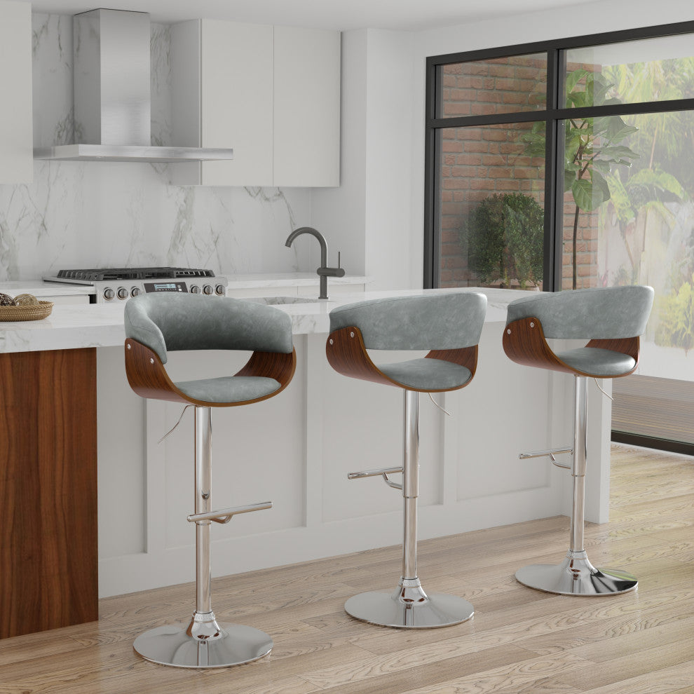 Sheldon Adjustable Swivel Bar Stool, Stone Grey