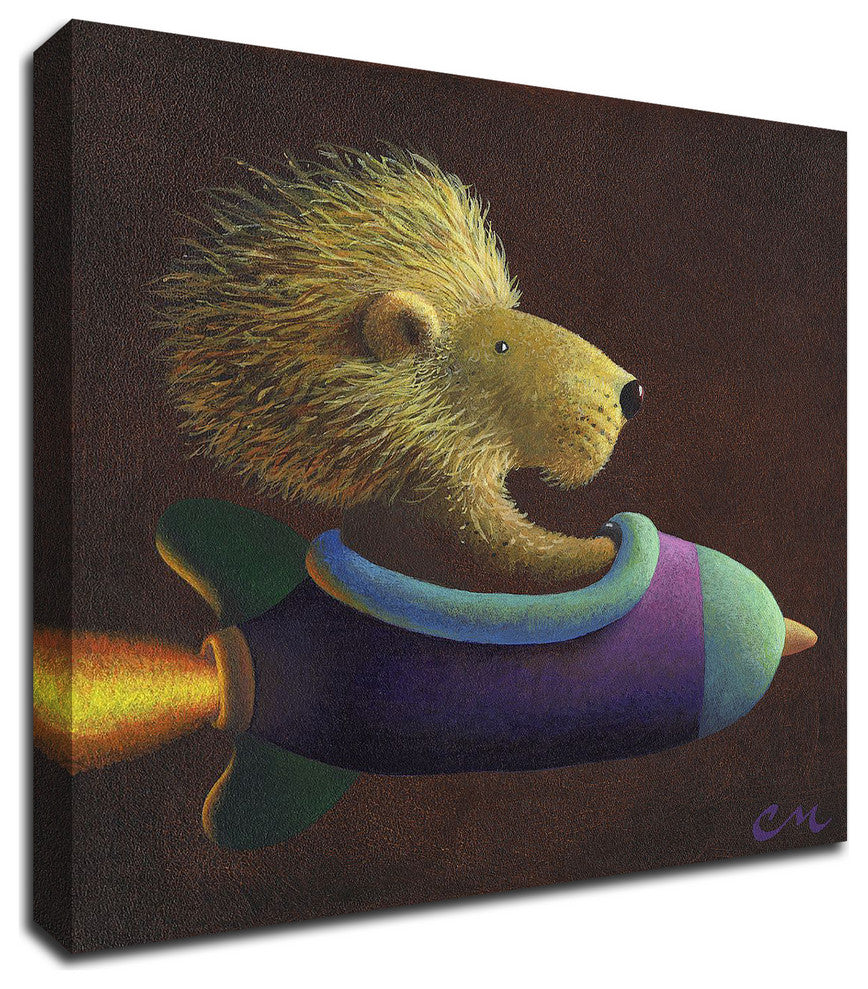 Rocket Lion by Chris Miles, Print on Canvas, 16"x16"