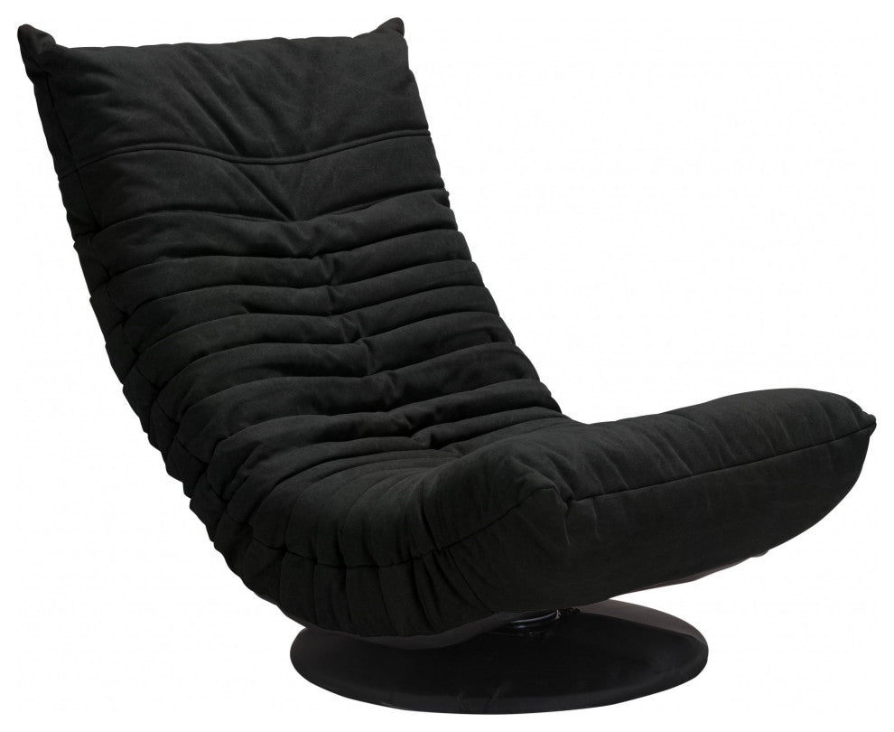 Relaxed Low Profile Black Swivel Chair