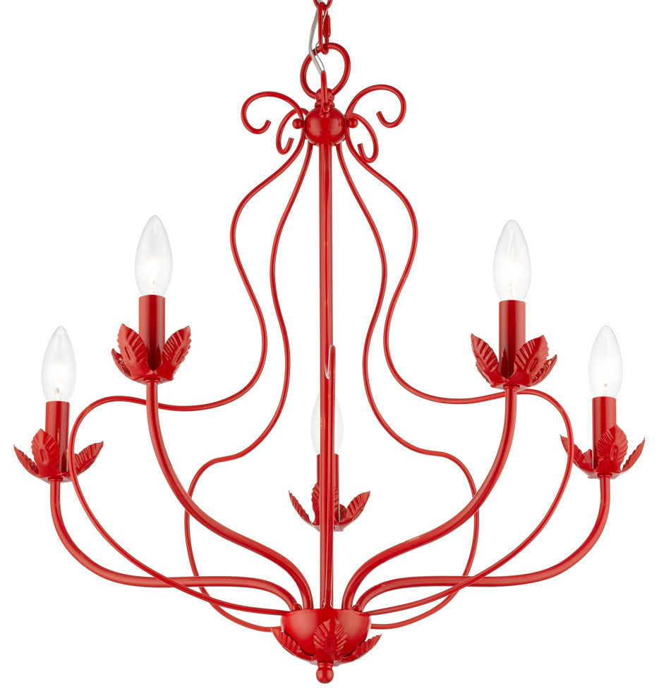 Livex Lighting 5 Light Shiny Red Chandelier